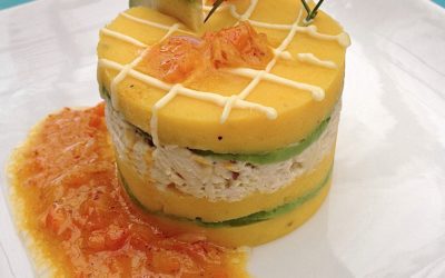 Causa – Peruvian Mashed Potatoes with Chicken and Avocado