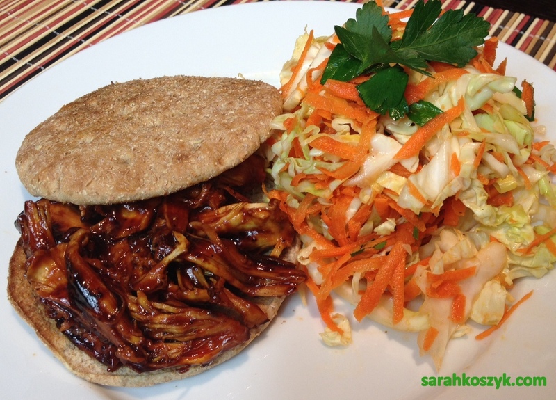 Pulled Turkey Sandwiches with Cabbage and Carrot Slaw