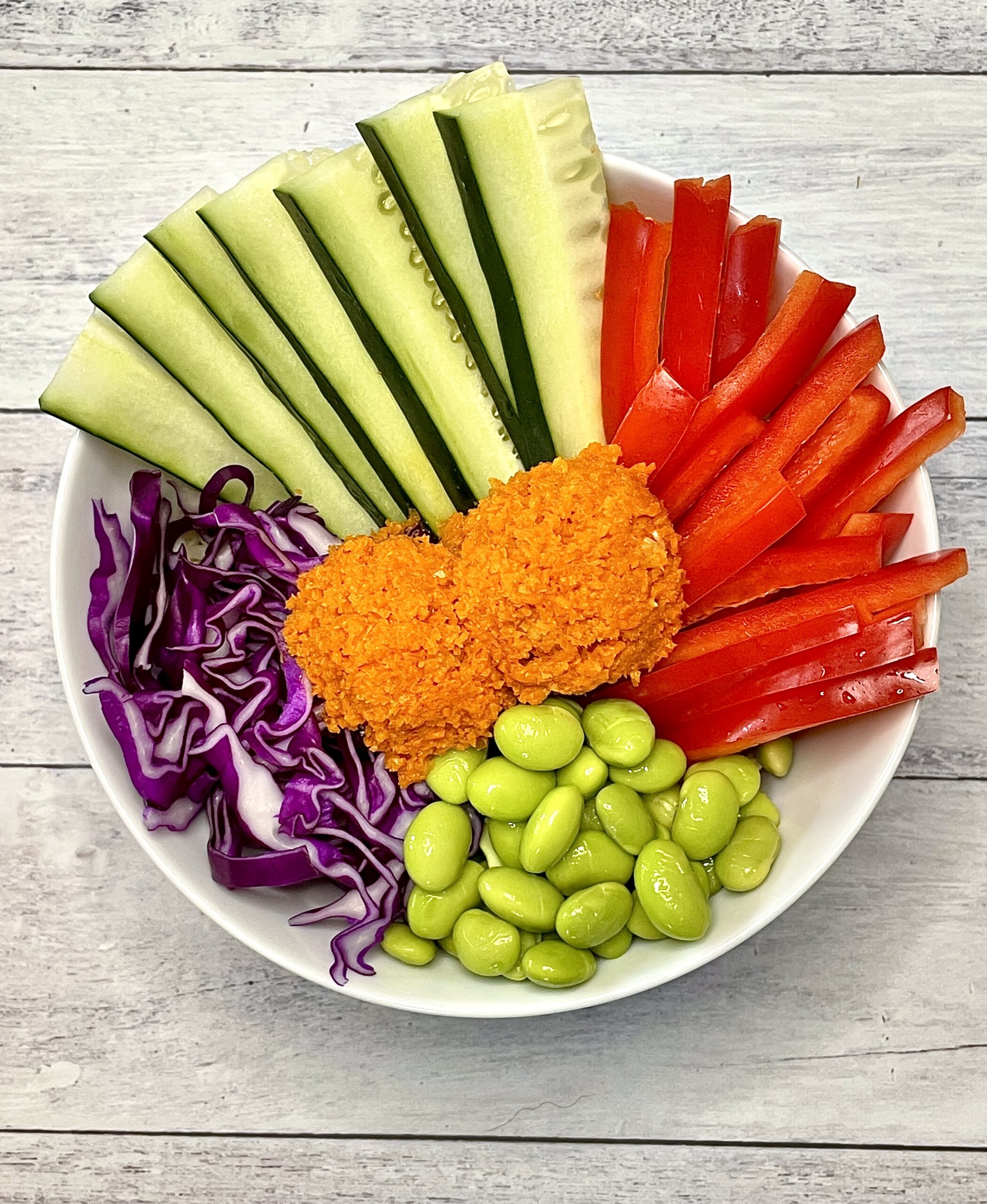 Brown Rice Cabbage and Edamame Grain Bowl with Carrot-Ginger Dressing