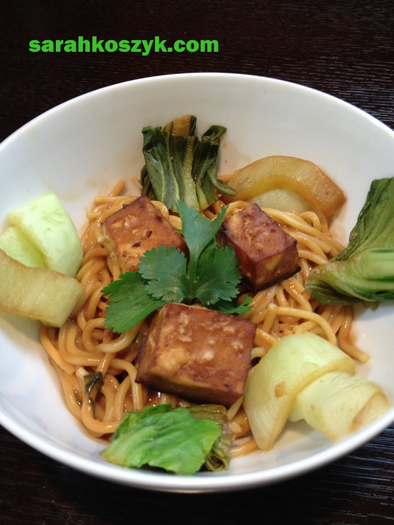 Tofu Bake with Peanut Satay Sauce & Bok Choy • Sarah Koszyk
