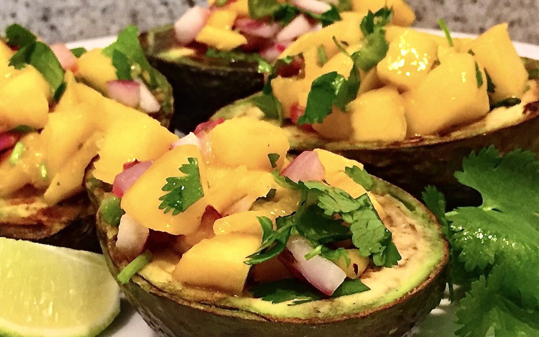 Grilled Avocado Stuffed with Grilled Mango Salsa