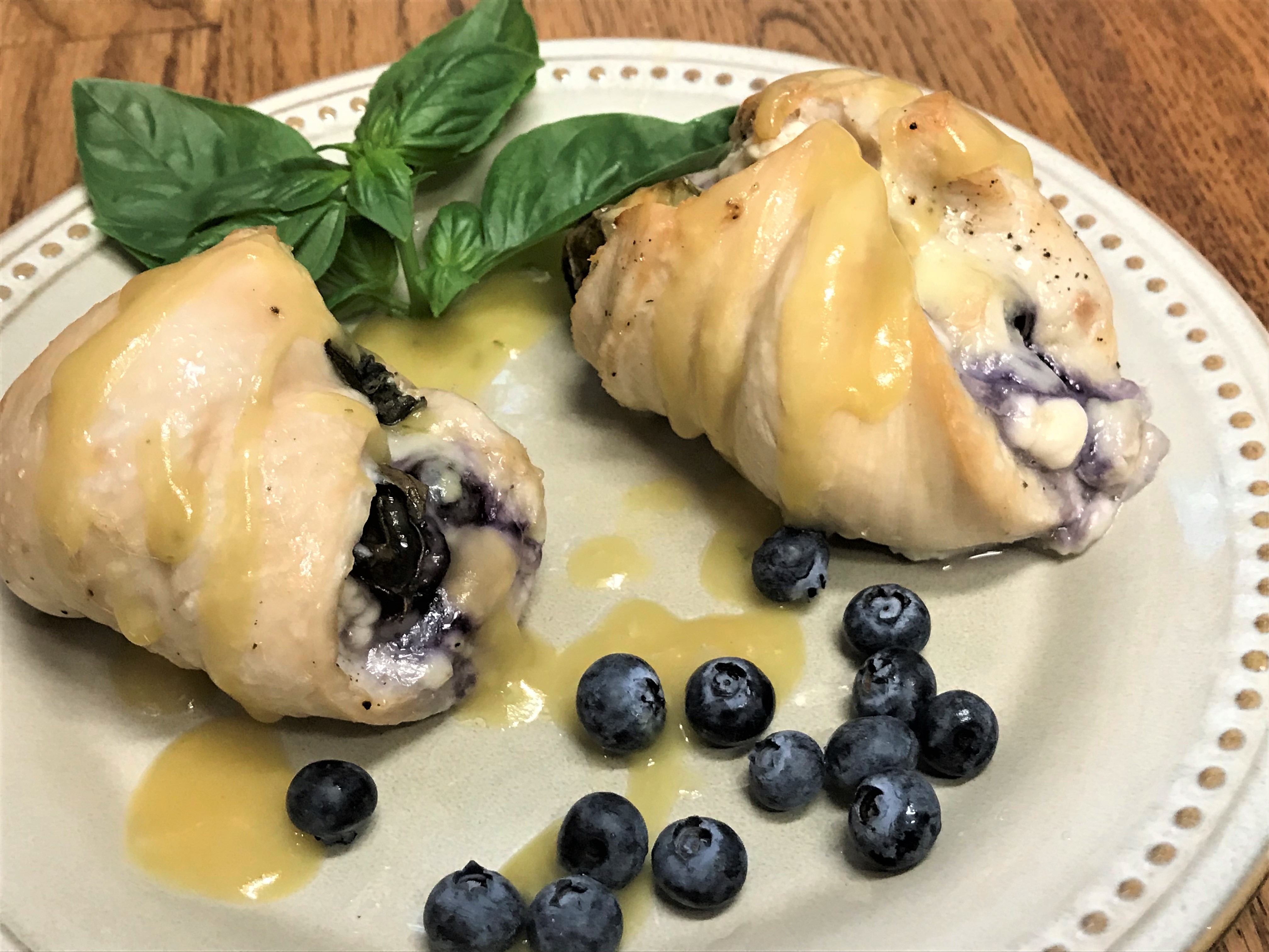 Basil, Havarti, and Blueberry Chicken Roll-Ups