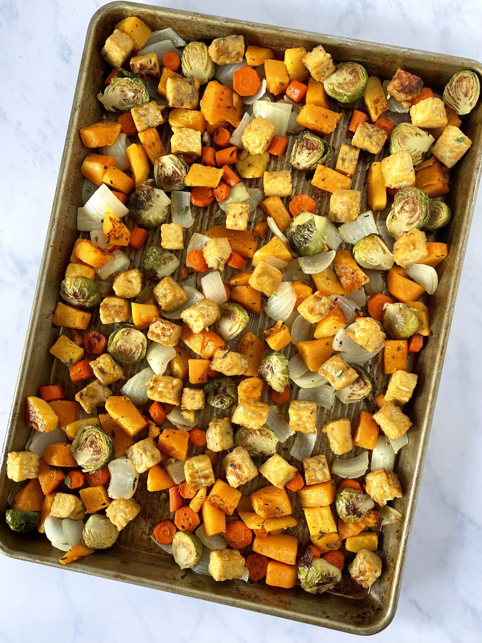 Sheet Pan Maple Dijon Tempeh with Roasted Vegetables